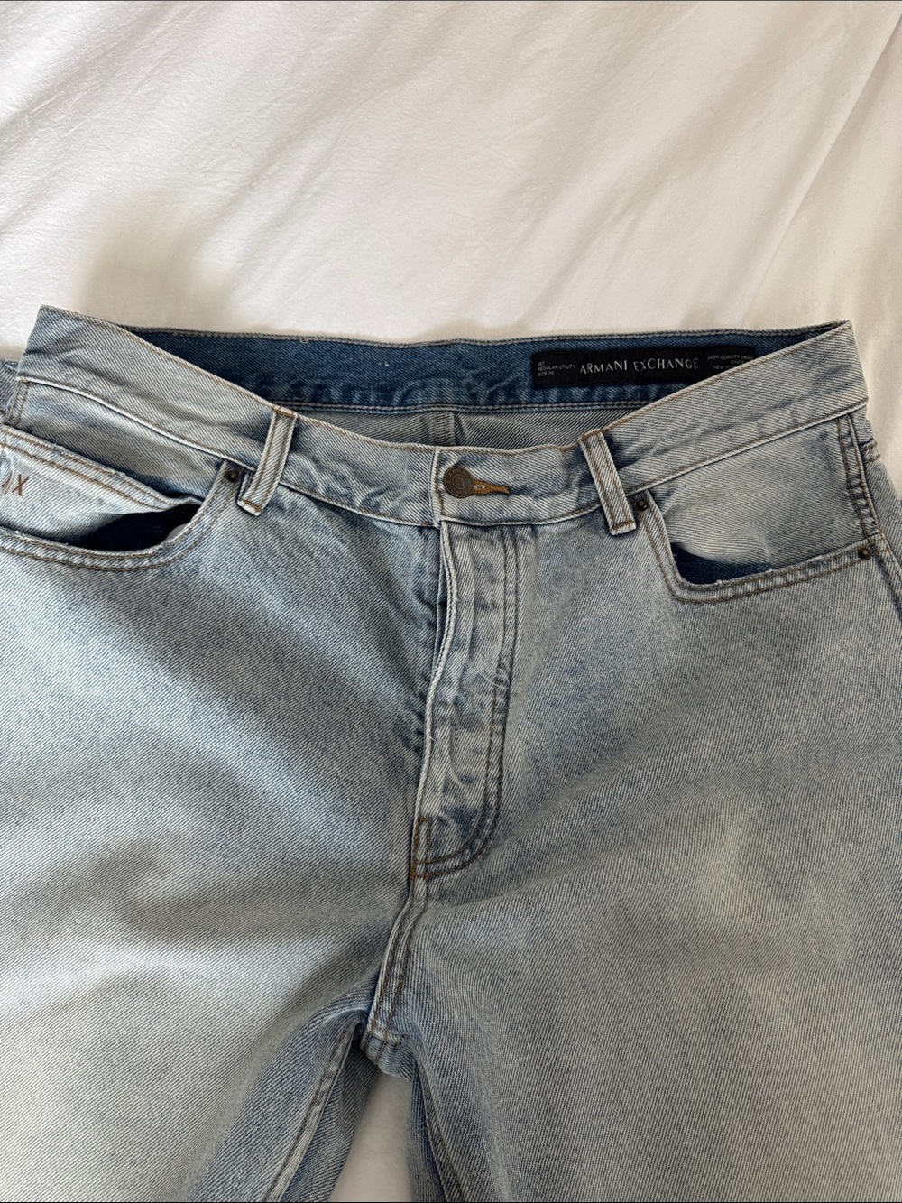 Armani Exchange Light Blue Straight Leg Denim